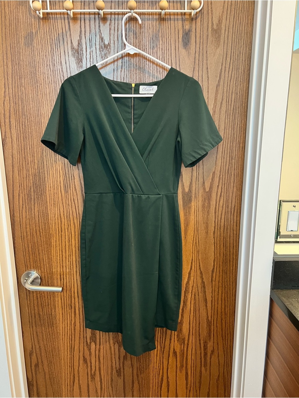Classic Forest Green V-neck Dress